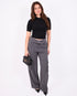 Foldover checkered pants grey