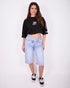 studs cross waist stretch jort