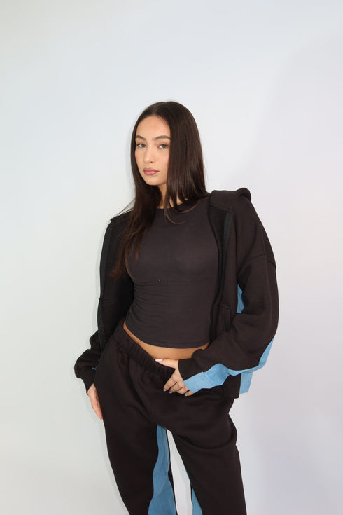 Priority denim tracksuit black