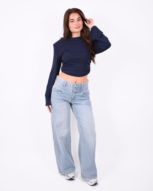 Double waist stretch jeans light blue