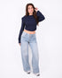 Double waist stretch jeans light blue