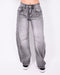 lined balloon jeans grey