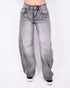lined balloon jeans grey