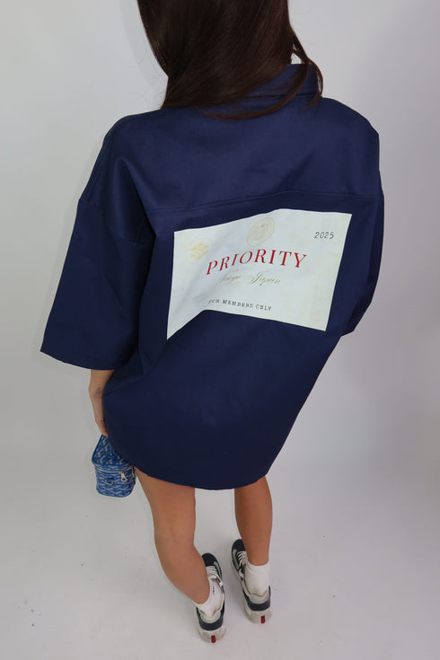 priority members boxy blouse navy