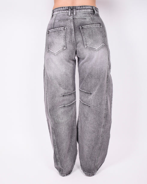 lined balloon jeans grey
