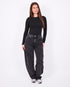 dark grey barrel cargo stretch jeans