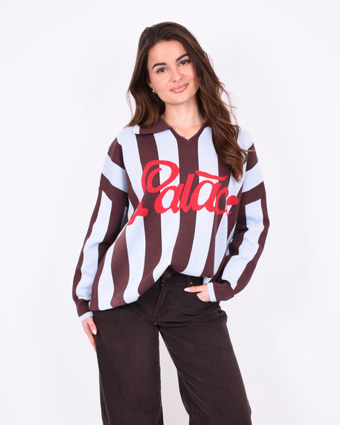 Palace knit polo Blue/brown