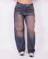 pink washed balloon stretch jeans