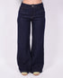 pocket wide leg stretch jeans dark blue