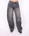 dark vintage barrel stretch jeans