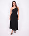 One shoulder linnen maxi dress black
