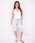 foldover ripped stretch jort light blue