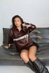 Priority layered Leather longsleeve Brown