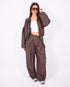 pleated checkered pants brown