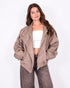 Suede bomber jacket taupe