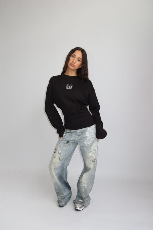 priority monogram snatched longsleeve black