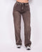 Tall Wide leg stretch jeans washed Brown