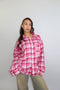 priority checkered rhinestone blouse pink