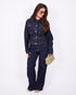 pocket wide leg stretch jeans dark blue