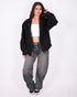 suede bomber jacket black