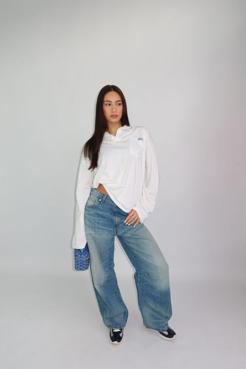 priority 'sign' polo longsleeve white