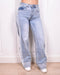 folded stripe stretch jeans blue