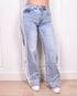folded stripe stretch jeans blue