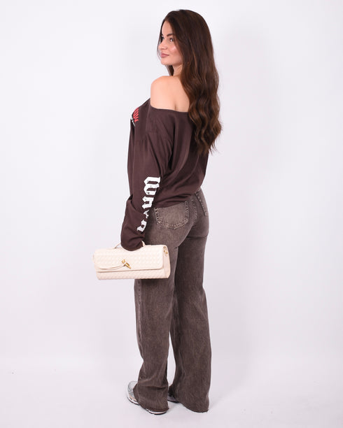 Off shoulder Longsleeve Brown