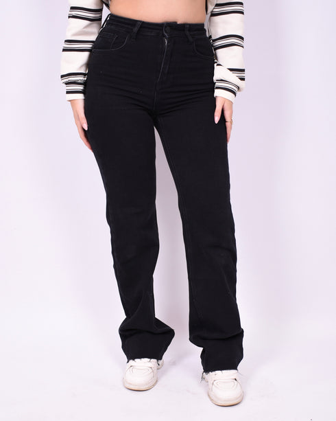 tall wide leg stretch jeans black