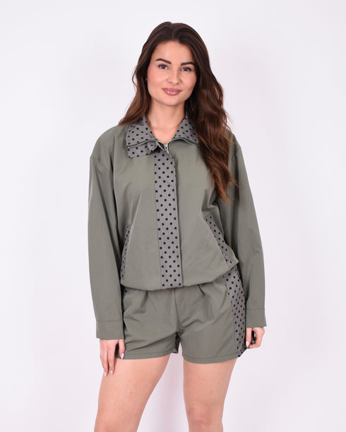 Polkadot set army green