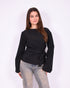 Flared sleeve bow top black
