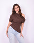 off shoulder draped top brown