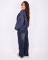 Petit dark blue barrel stretch jeans