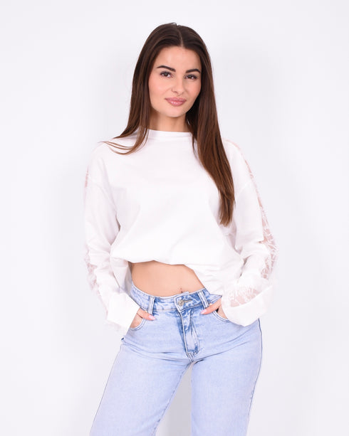 Lace detail longsleeve white