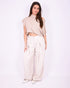 Pleated pantalon creme