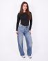 bum denim patch stretch jeans