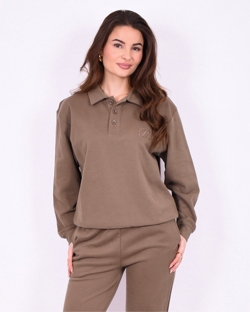 Redefined polo sweater dark taupe