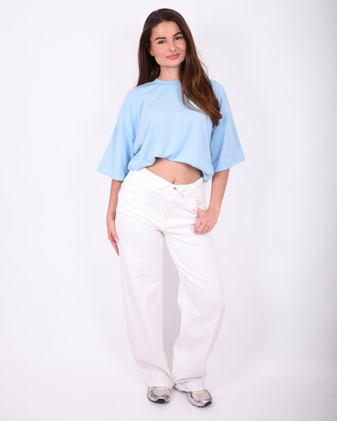 foldover stretch jeans off white