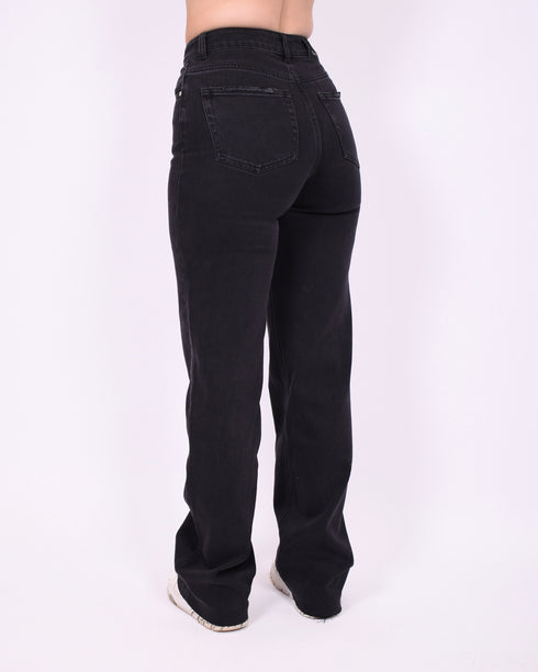 Tall wide leg stretch jeans black