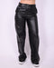Braided leather pants black