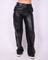 Braided leather pants black