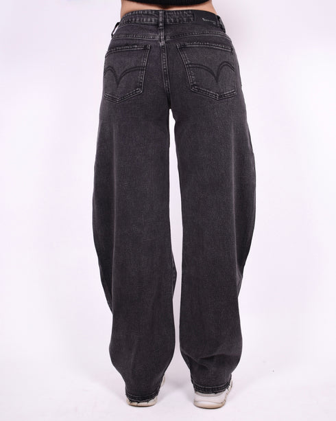 Dark grey barrel stretch jeans