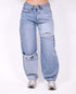 ripped balloon stretch jeans