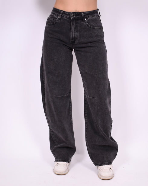 Dark grey barrel stretch jeans