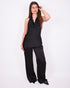 satin halter set black