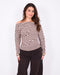 Striped off shoulder top crème/brown