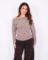 Striped off shoulder top crème/brown