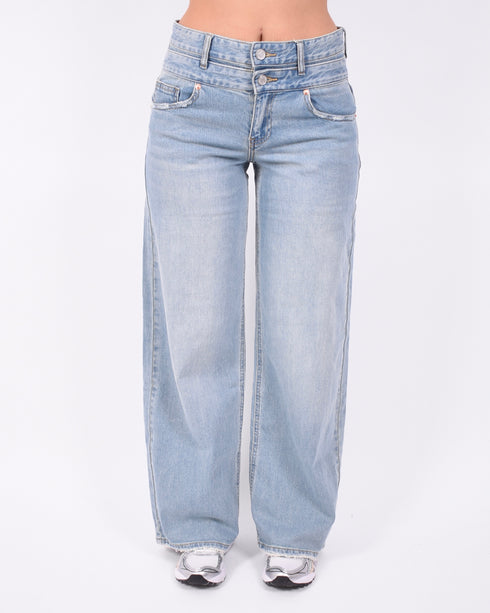 Double waist stretch jeans light blue