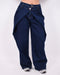 pleated wide leg stretch jeans dark blue