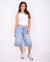 cross waist stretch jort